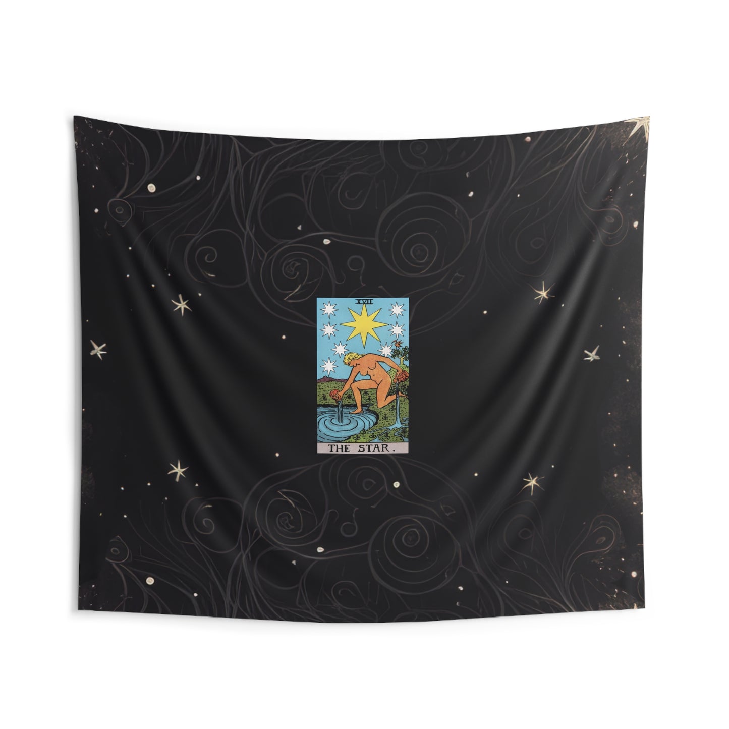 The Star Tarot Card Altar Cloth or Tapestry with Starry Background