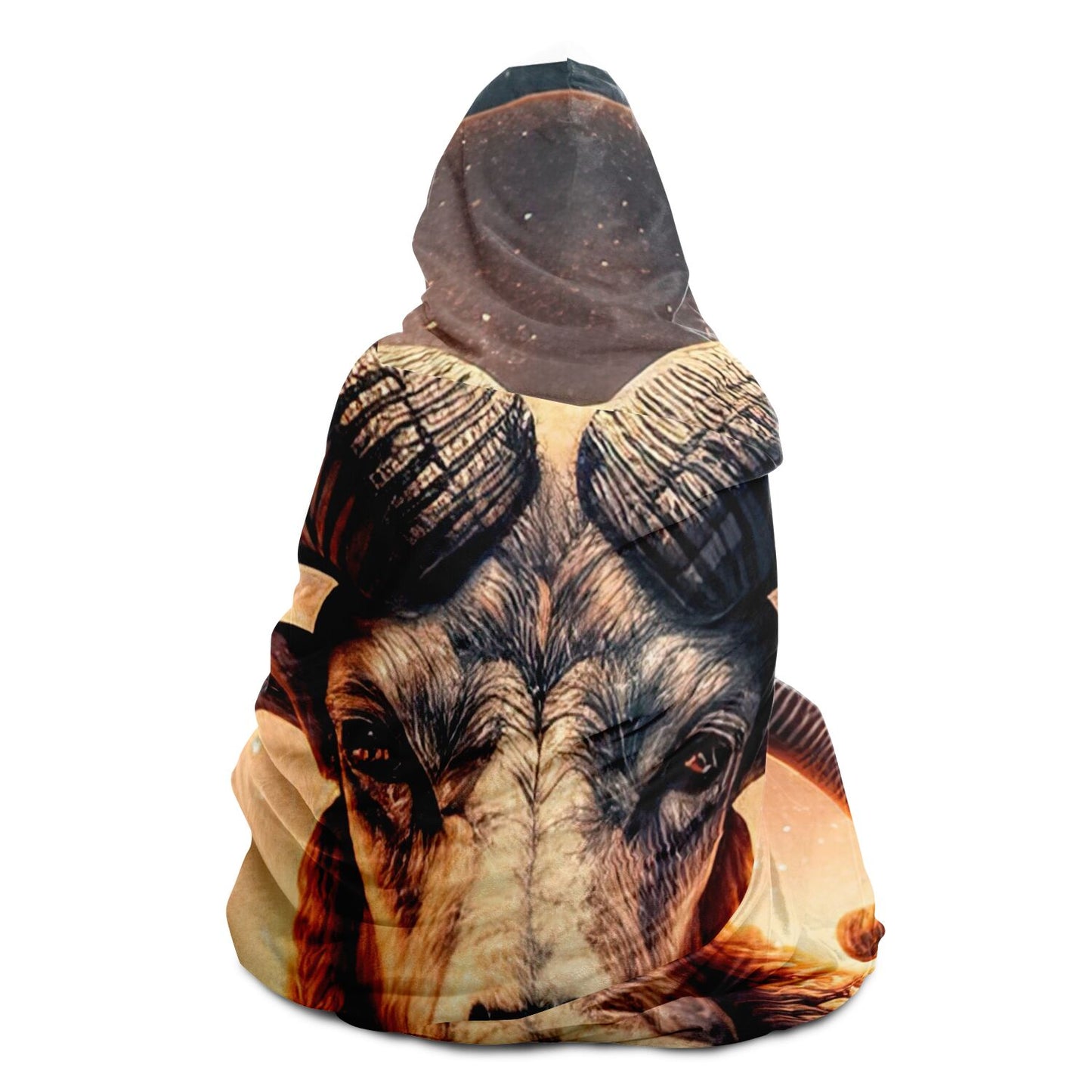 Aries Ram Against the Moon Hooded Blanket