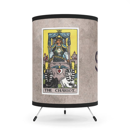 The Chariot Tarot Card with Cancer Symbols Printed Shade Tripod Lamp, US\CA plug
