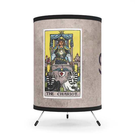 The Chariot Tarot Card with Cancer Symbols Printed Shade Tripod Lamp, US\CA plug