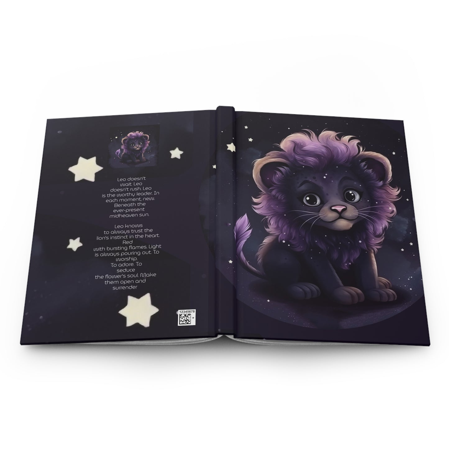 Leo Purple Caricature Illustration with Poem Hardcover 150 Page Journal