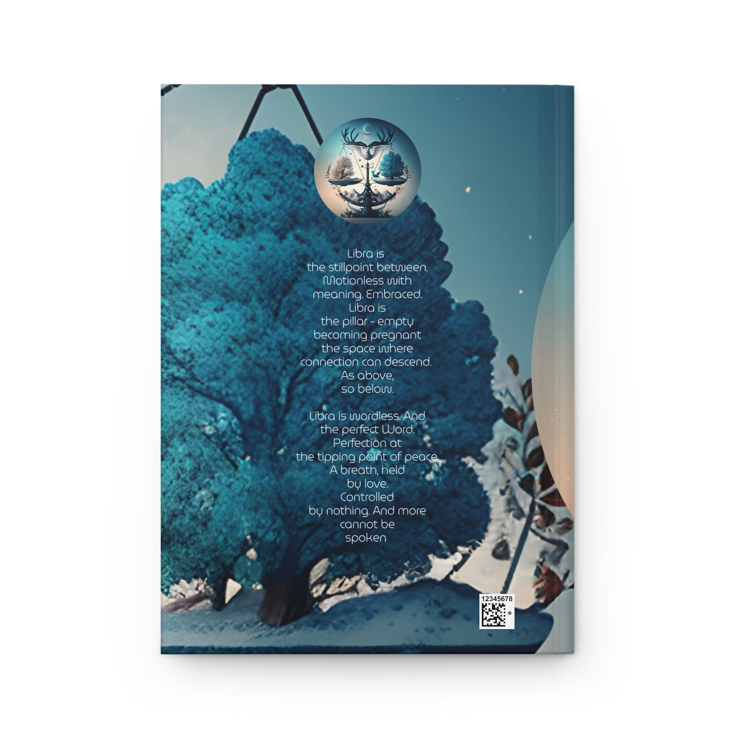Libra Scales in Blue and White with Poem Hardcover 150 Page Journal