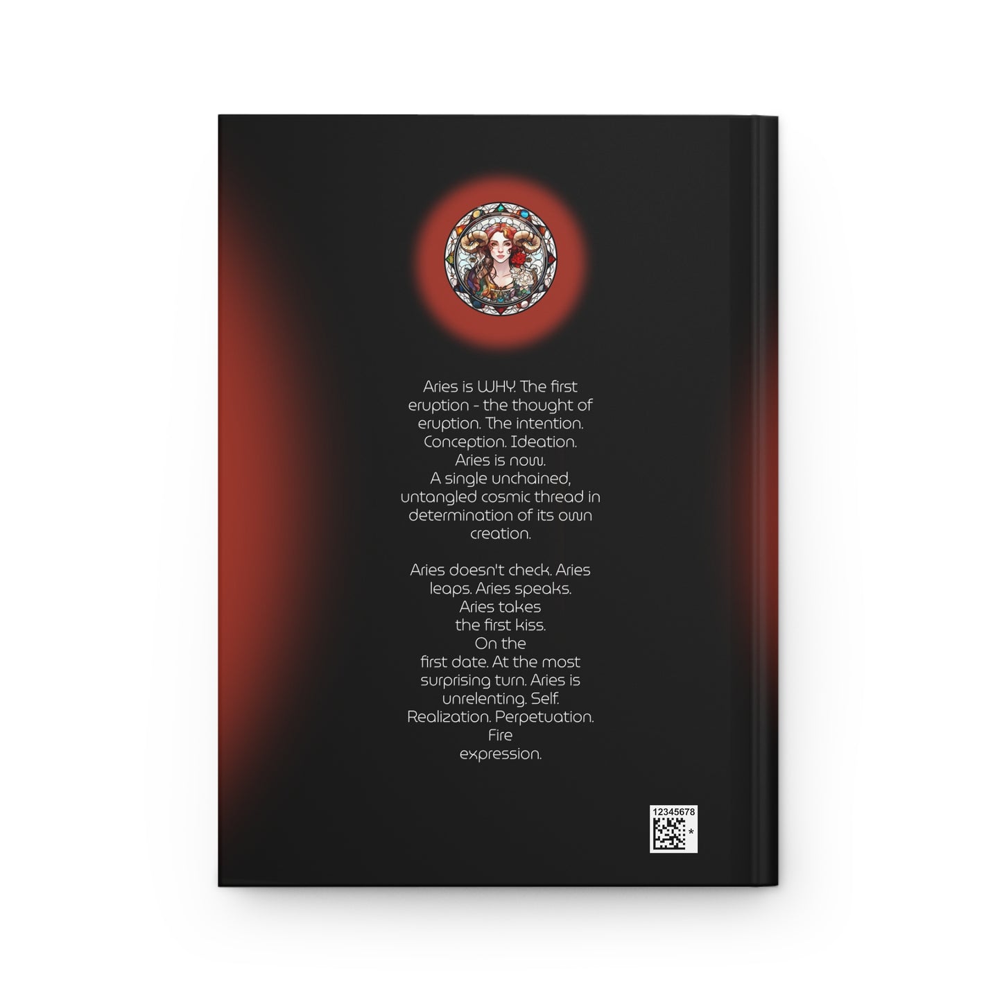 Aries Stained Glass Illustration with Poem Hardcover 150 Page Journal