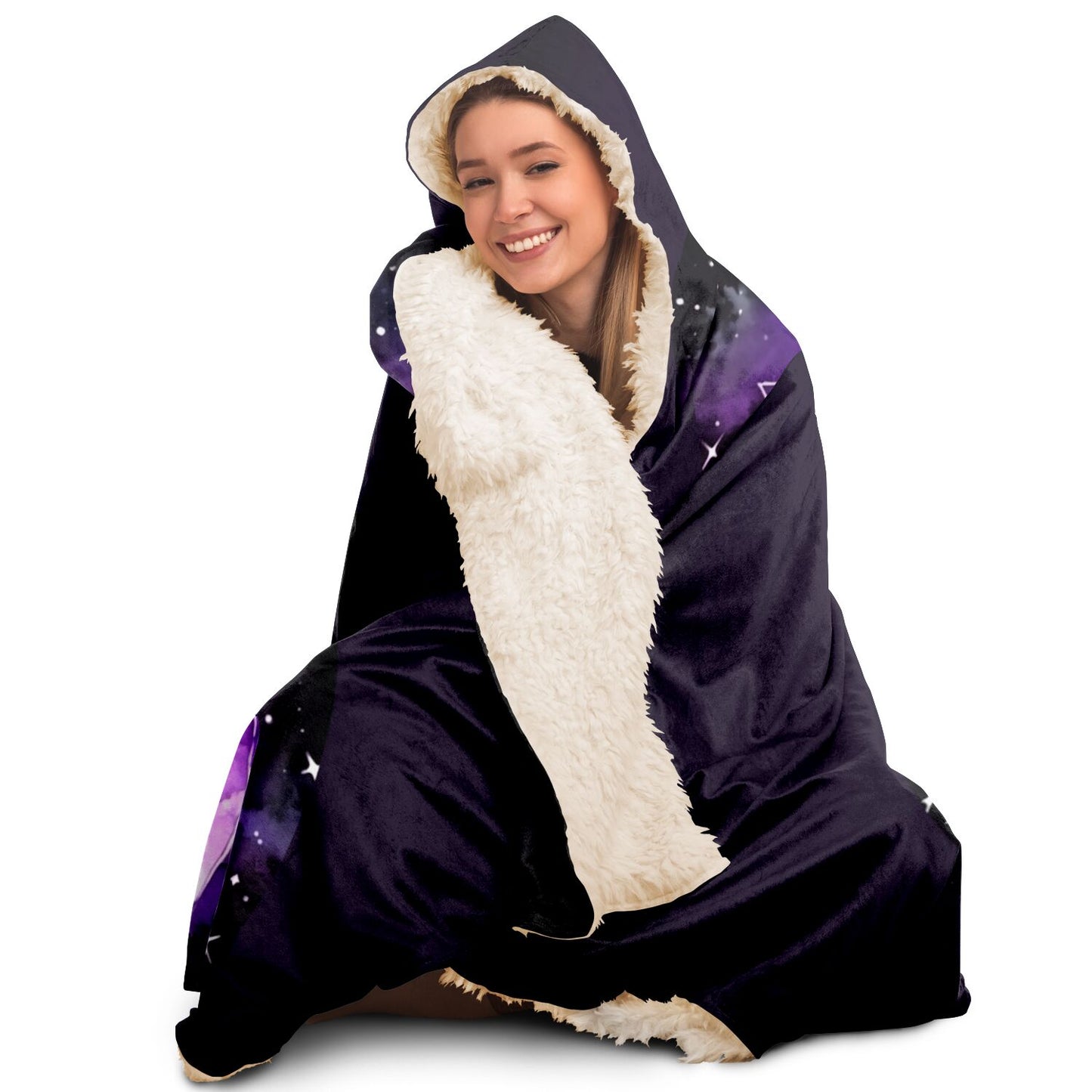 Gemini Purple Caricature with Stars Shadowed Hooded Blanket