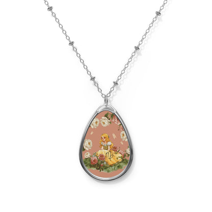 Virgo Zodiac Sign Vintage Illustration ~ Necklace & Oval Pendant With Chain