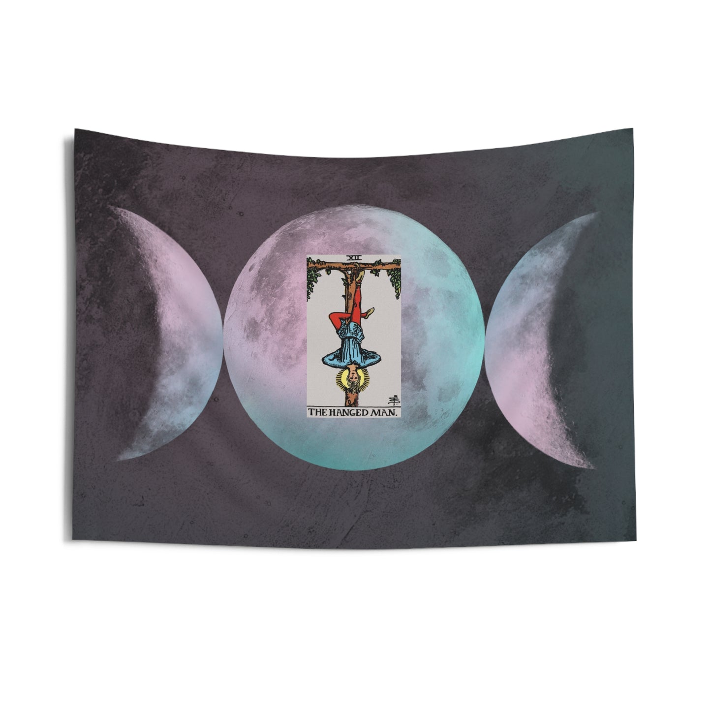 The Hanged Man Tarot Card Altar Cloth or Tapestry with Triple Goddess Symbol