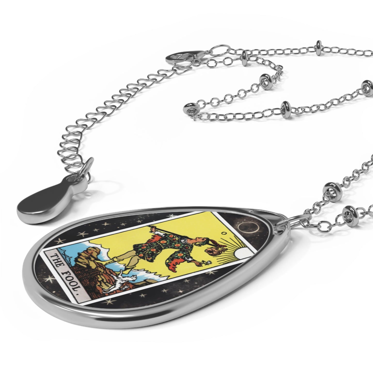 The Fool Tarot Card Oval Pendant Necklace With Chain