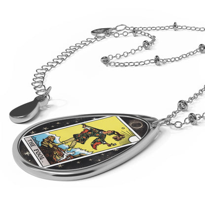 The Fool Tarot Card Oval Pendant Necklace With Chain