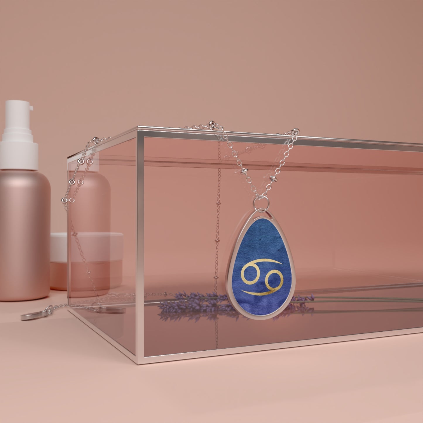 Cancer Zodiac Sign ~ Necklace & Oval Pendant With Chain