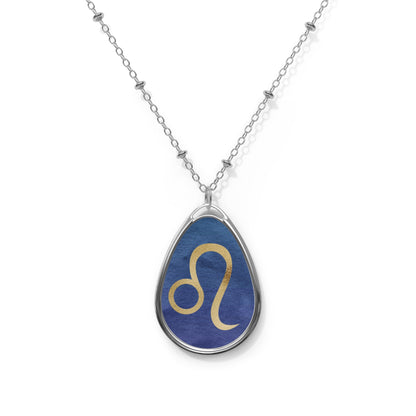 Leo Zodiac sign in Gold ~ Necklace & Oval Pendant With Chain