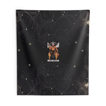 The Devil Tarot Card Altar Cloth or Tapestry with Starry Background
