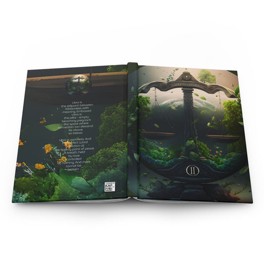 Libra Scales in Green with Poem Hardcover 150 Page Journal