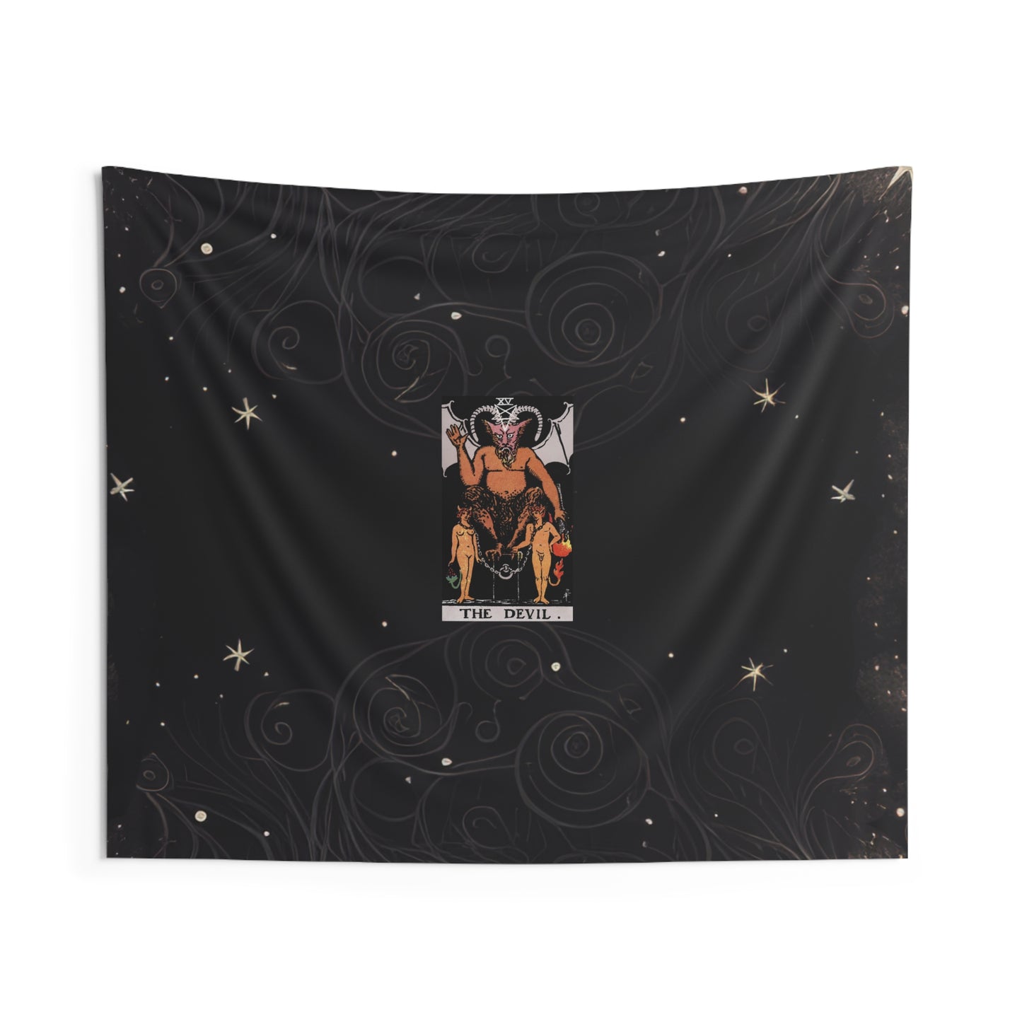 The Devil Tarot Card Altar Cloth or Tapestry with Starry Background