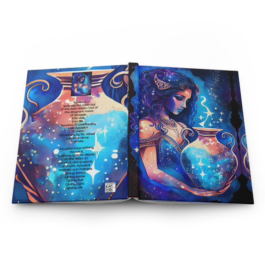 Aquarius Fantasy Illustration with Poem Hardcover 150 Page Journal
