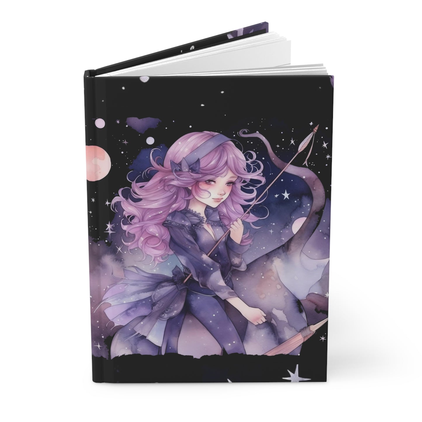 Sagittarius purple Fantasy Illustration with Poem Hardcover 150 Page Journal