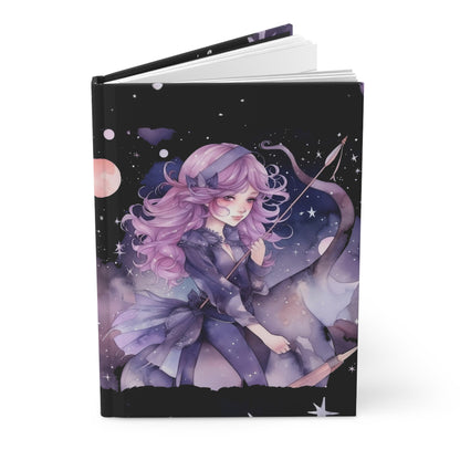 Sagittarius purple Fantasy Illustration with Poem Hardcover 150 Page Journal
