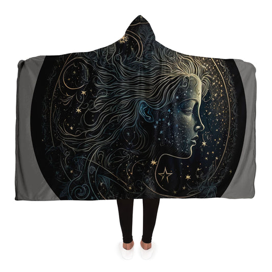 Aquarius Water Carrier in Black and White Hooded Blanket
