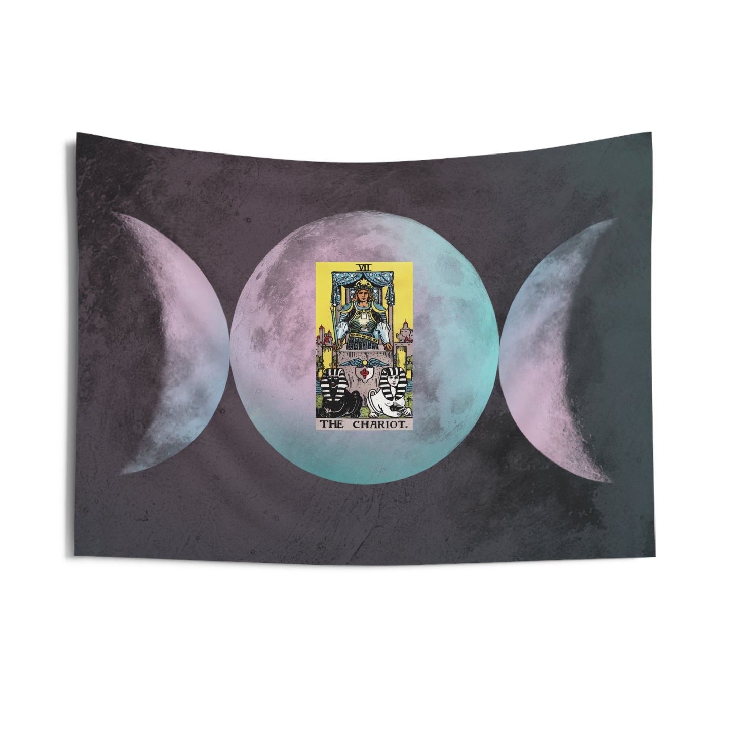 The Chariot Tarot Card Altar Cloth or Tapestry with Triple Goddess Symbol