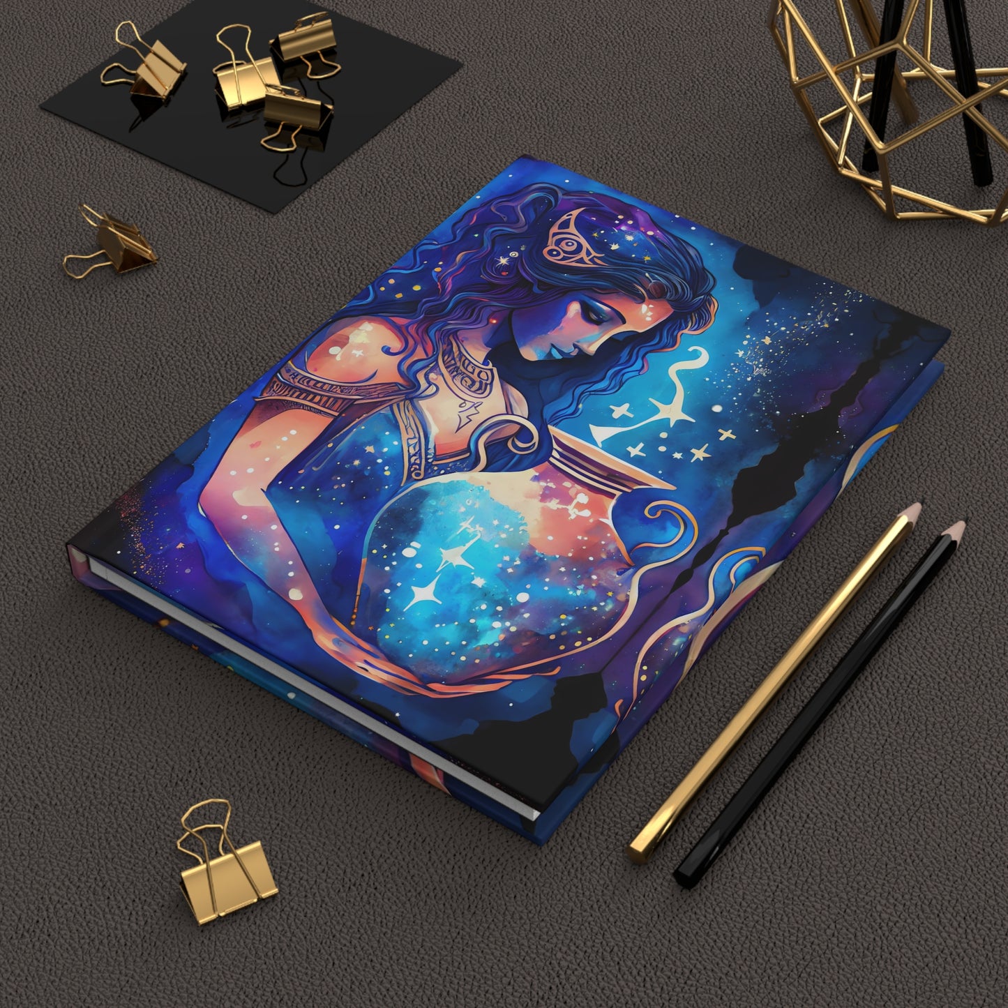 Aquarius Fantasy Illustration with Poem Hardcover 150 Page Journal
