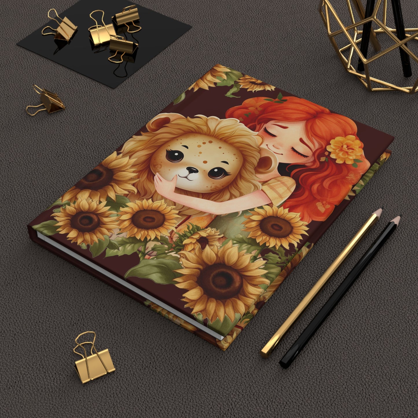 Leo Vintage Sunflowers Illustration with Poem Hardcover 150 Page Journal