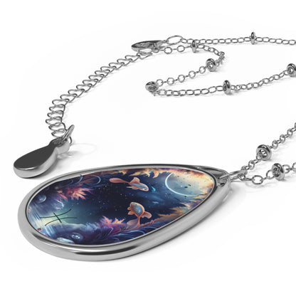 Pisces Zodiac Sign ~ Pisces Fish Illustration ~ Necklace & Oval Pendant With Chain