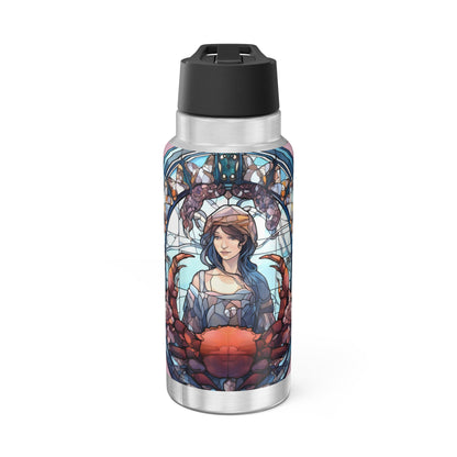 Cancer Zodiac Sign Stained Glass Illustration ~ 32oz Tumbler With Lid and Straw