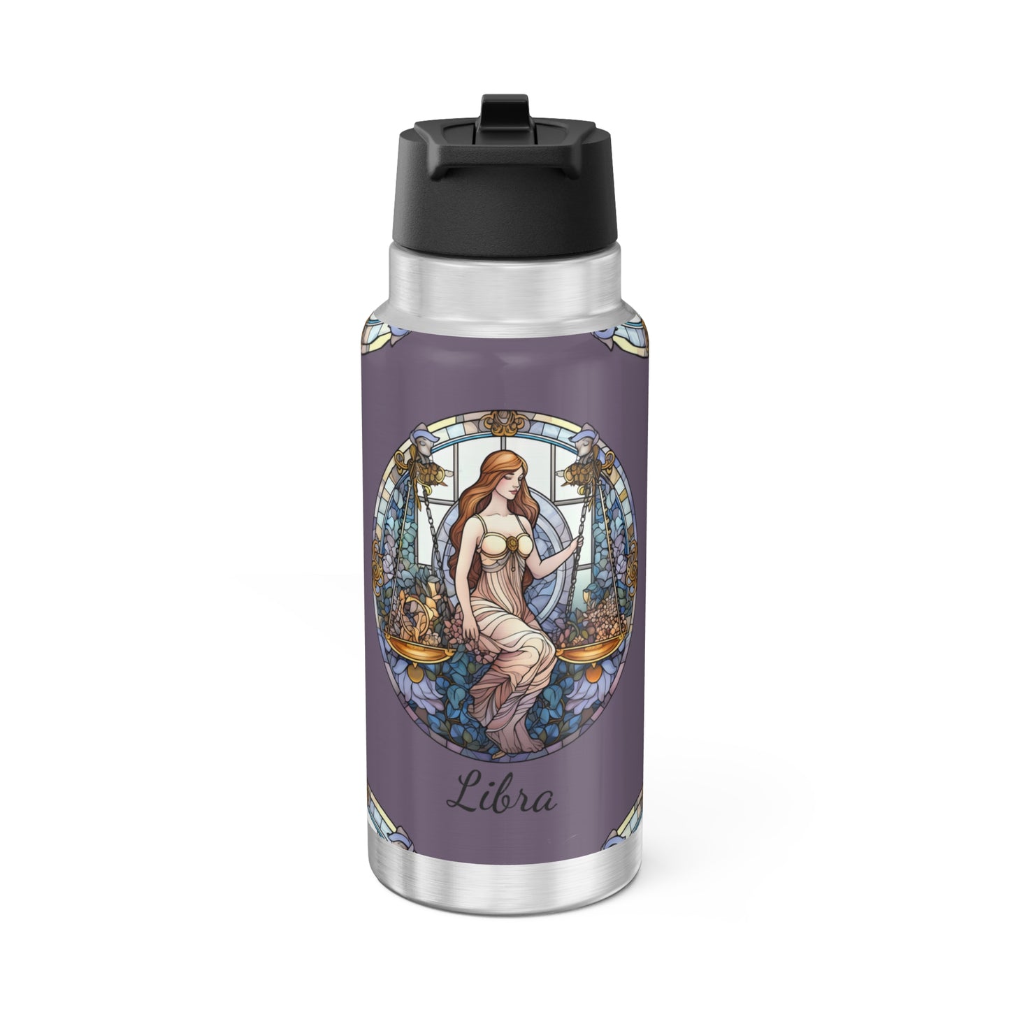 Libra Zodiac Sign Stained Glass Illustration ~ 32oz Tumbler With Lid and Straw