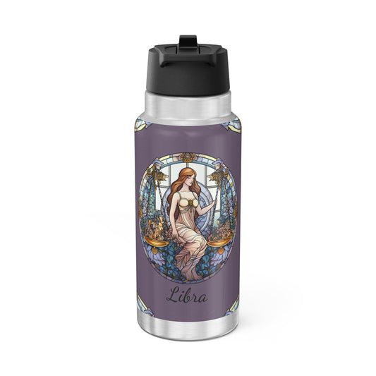 Libra Zodiac Sign Stained Glass Illustration ~ 32oz Tumbler With Lid and Straw