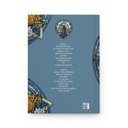 Virgo Stained Glass Illustration with Poem Hardcover 150 Page Journal