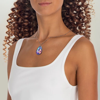 Libra Zodiac Sign ~ Colorful Libra Watercolor ~ Necklace & Oval Pendant With Chain
