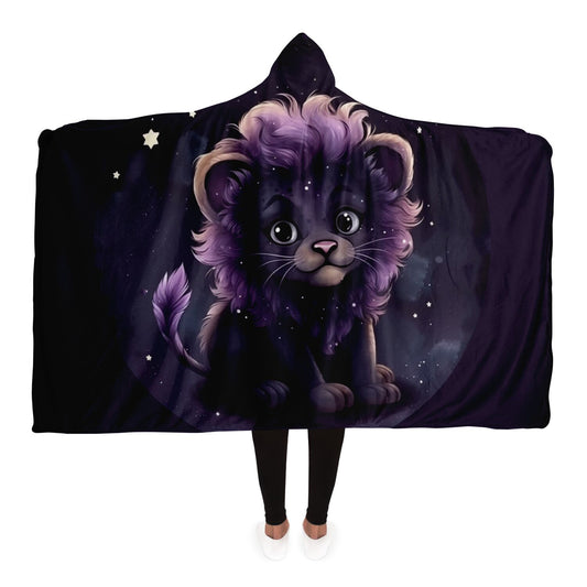 Leo The Lion Purple Cartoon Hooded Blanket