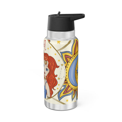 Leo Illustration Zodiac Sign Tumbler, 32oz With Lid and Straw