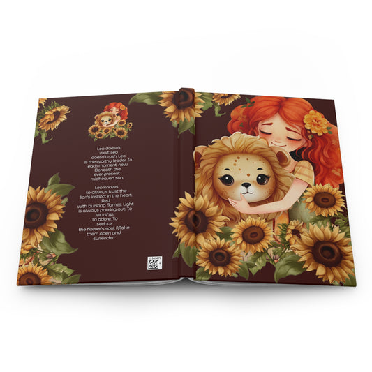Leo Vintage Sunflowers Illustration with Poem Hardcover 150 Page Journal