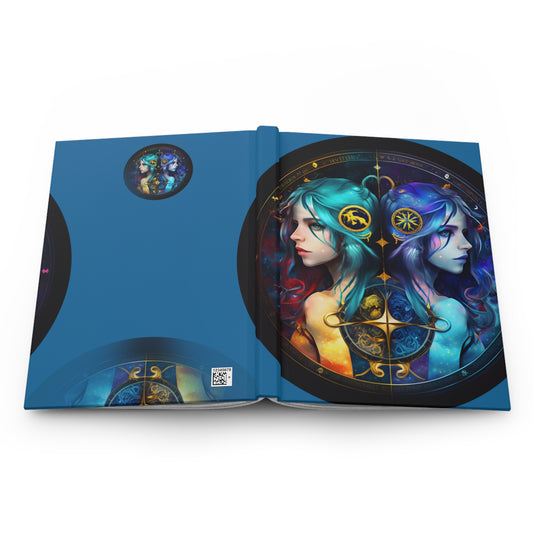 Gemini Twins in Blue Hardcover 150 Page Journal