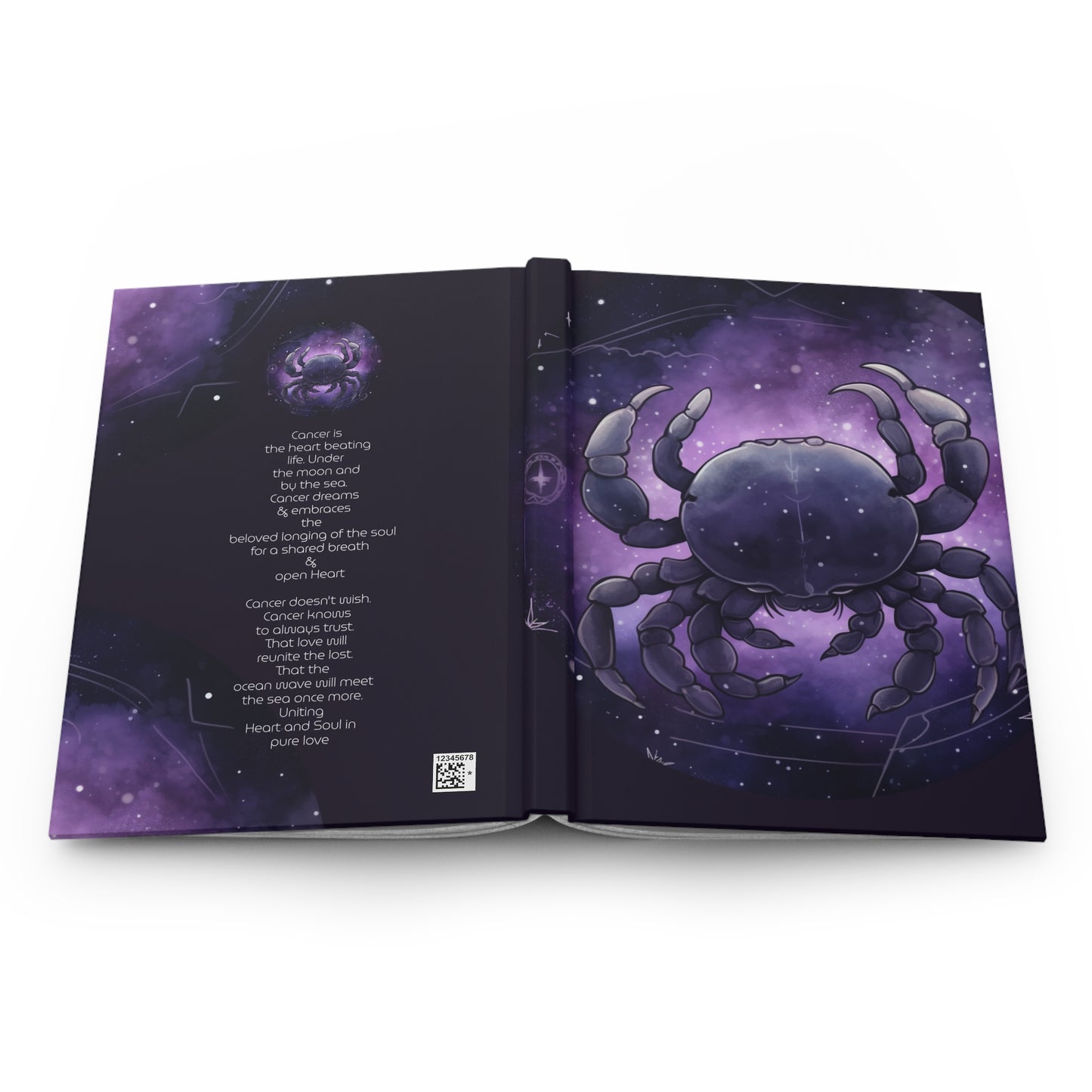 Cancer Sign in Purple with Poem Hardcover 150 Page Journal