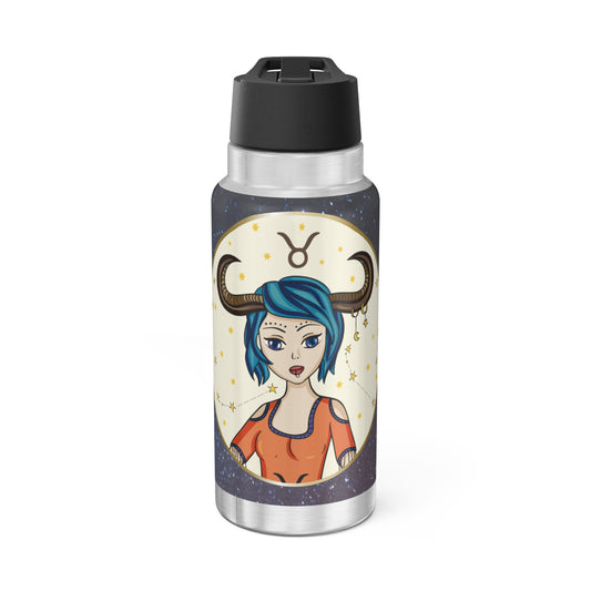 Taurus Zodiac Sign Girl with Earrings  ~ 32oz Tumbler With Lid and Straw
