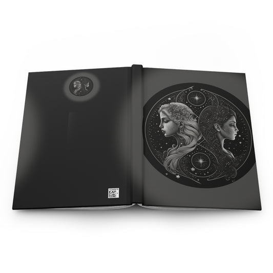 Gemini Twins in Silver and White Hardcover 150 Page Journal
