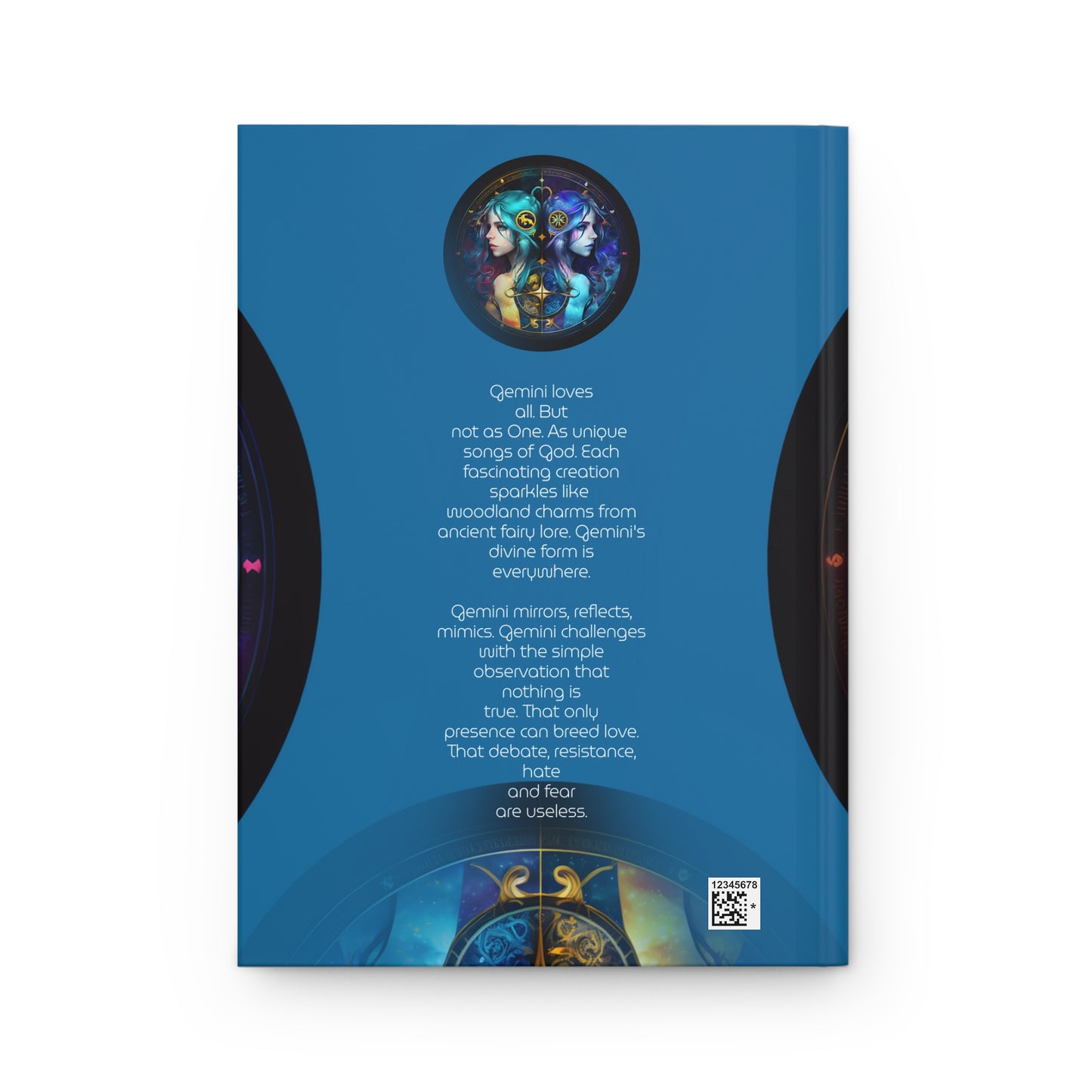 Gemini Twins in Blue with Poem Hardcover 150 Page Journal