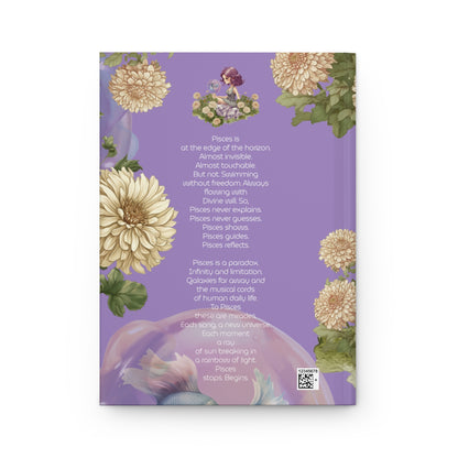 Pisces Vintage illustration with Poem Hardcover 150 Page Journal