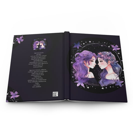 Gemini Purple Twins with Poem Hardcover 150 Page Journal