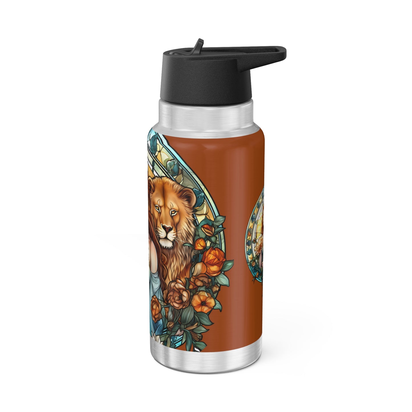 Leo Zodiac Sign Stained Glass Illustration ~ 32oz Tumbler With Lid and Straw