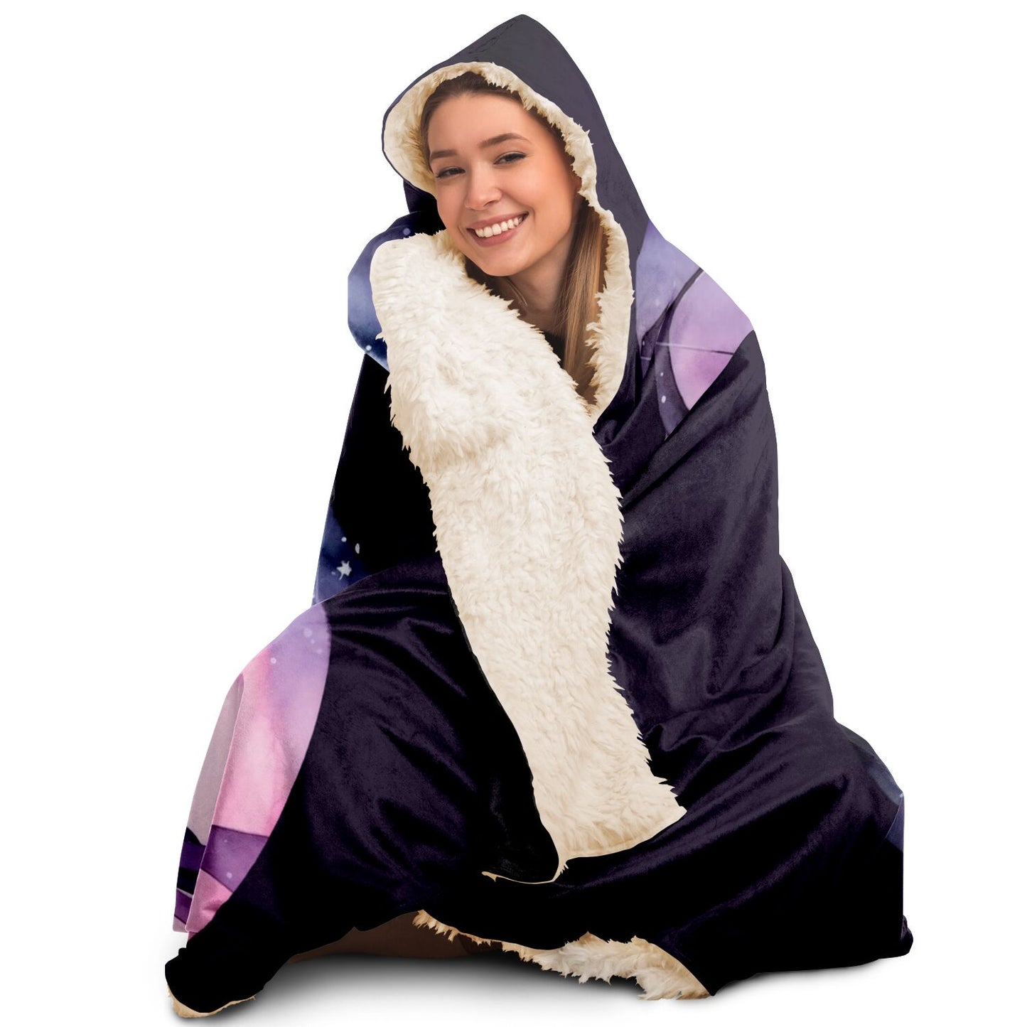Sagittarius Girl Purple Caricature Hooded Blanket