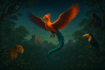 Jungle Phoenix Fleece Hooded Blankets