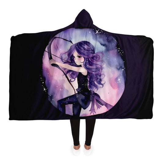 Sagittarius Girl Purple Caricature Hooded Blanket