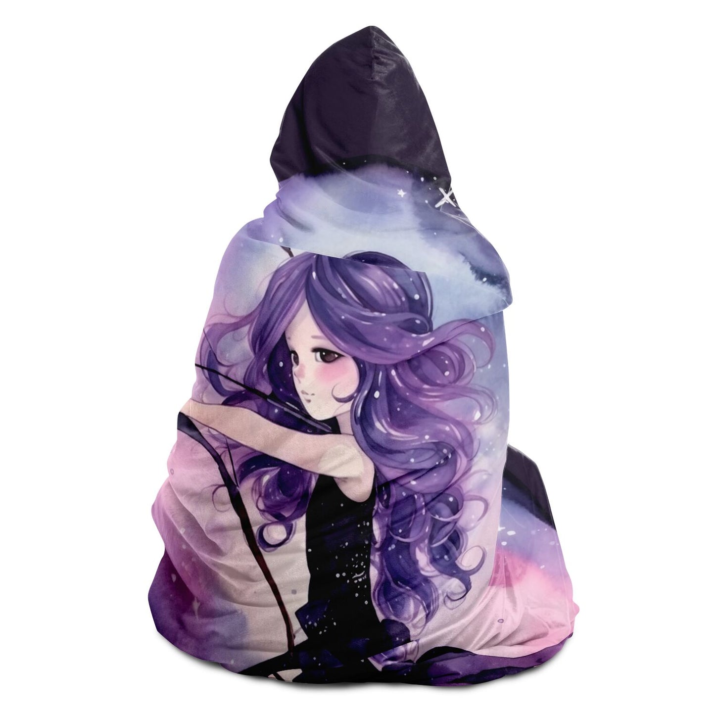 Sagittarius Girl Purple Caricature Hooded Blanket