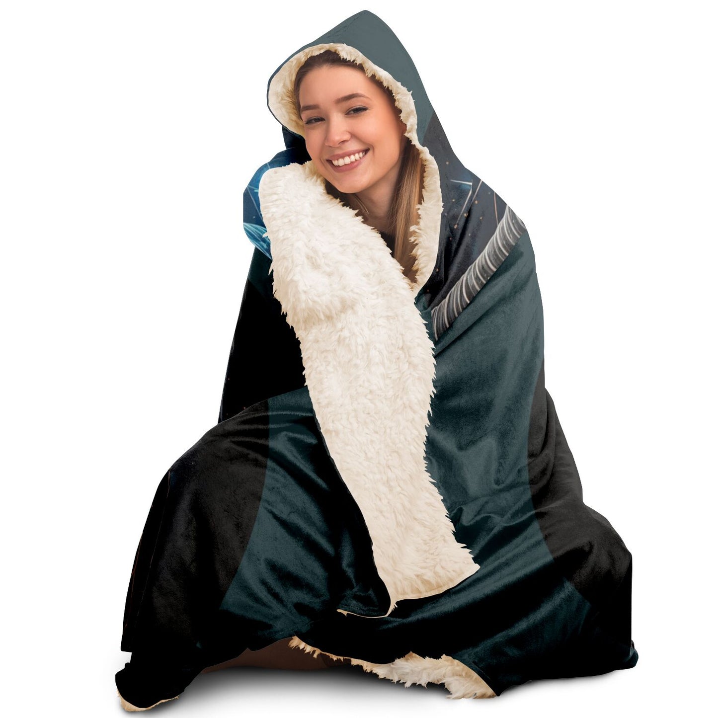 Taurus Bull in Black and Silver Hooded Blanket