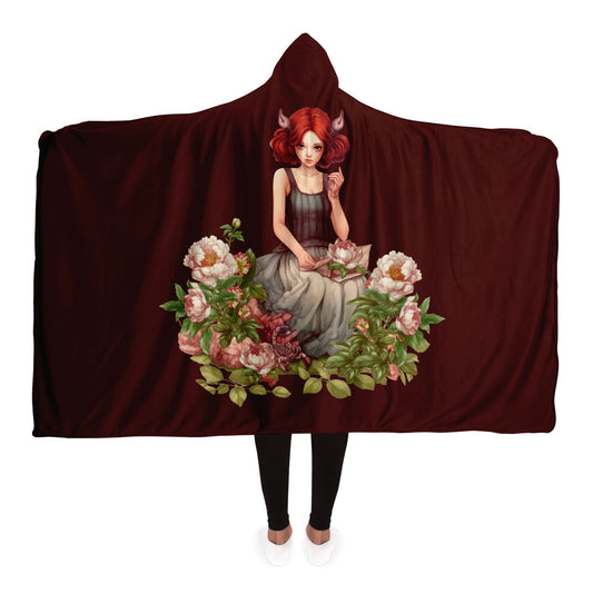 Scorpio Girl Vintage Illustration In A Garden Hooded Blanket