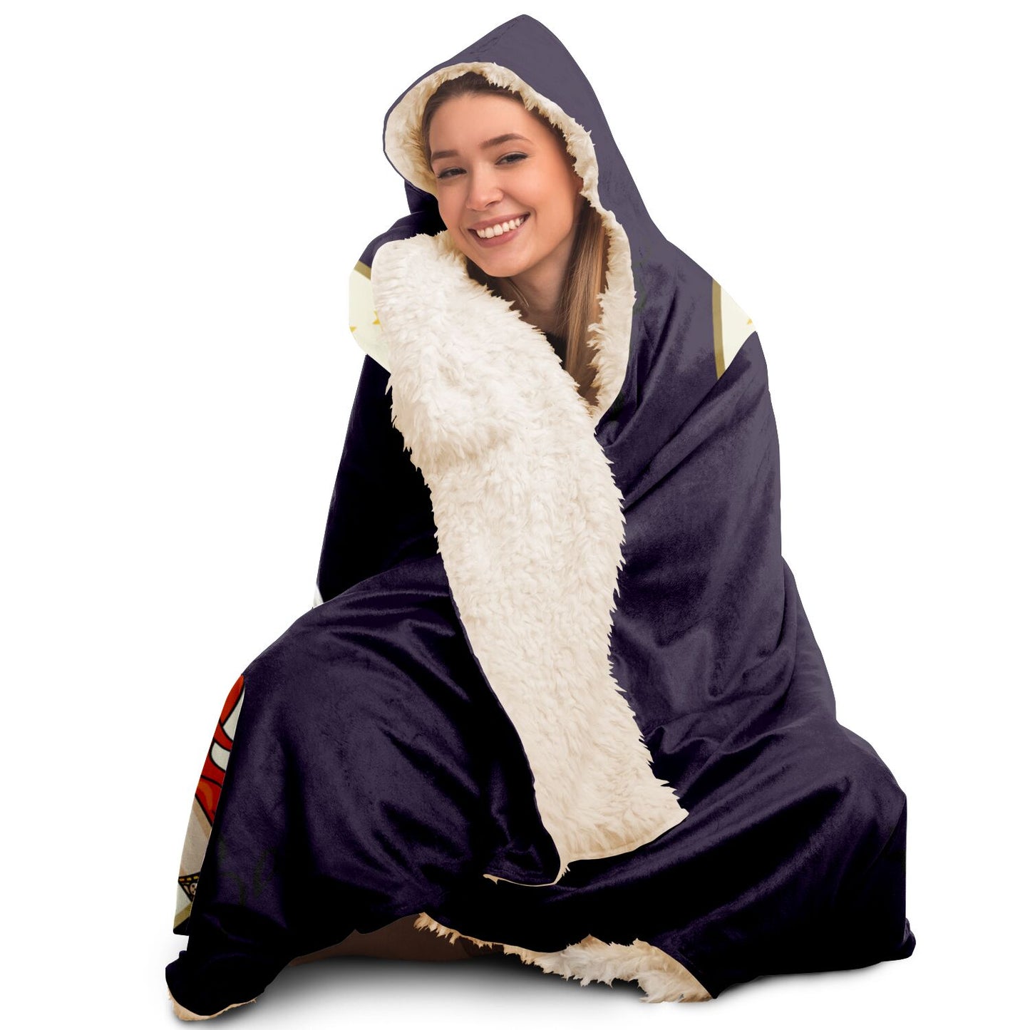 Leo Girl with Sun with Amethyst Background Hooded Blanket