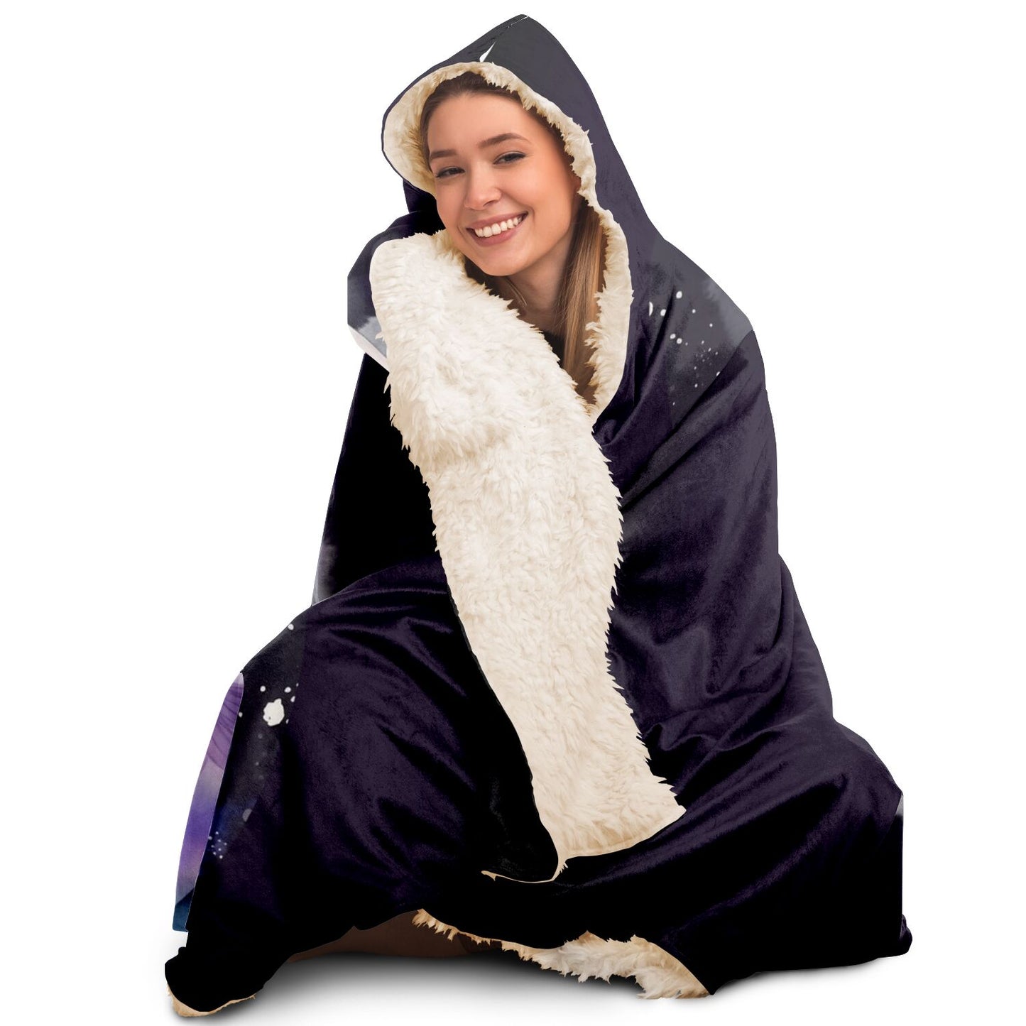 Pisces Sign Purple Caricature Hooded Blanket