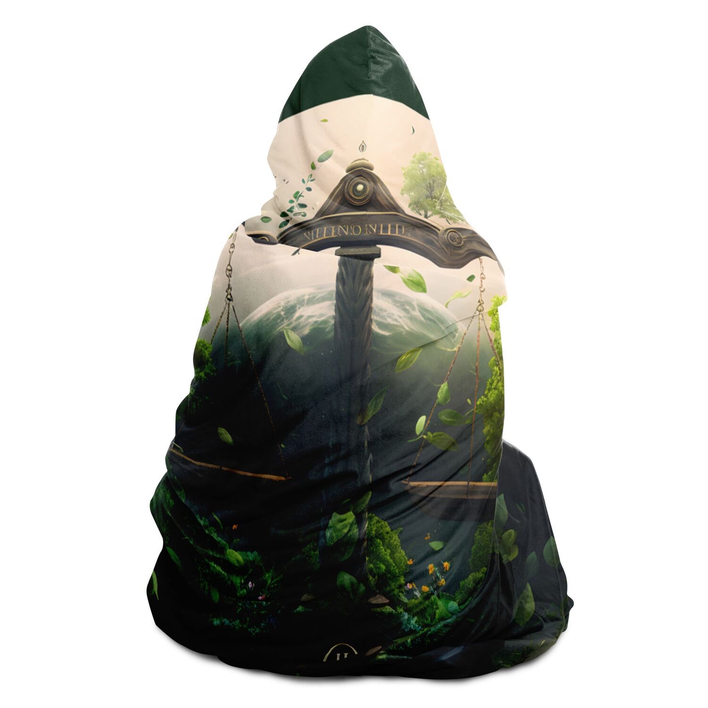 Libra Scales with Intertwining Vines Hooded Blanket